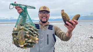 GIANT Alaska RAZOR CLAMS Catch Clean Cook Ocean Foraging