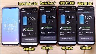 Redmi Note 7 Pro vs Redmi Note 7 vs OPPO F11 Pro Vs Vivo V15 Pro Battery Drain Test