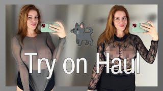 4K Transparent Try-on Haul with Katy  See Through Haul