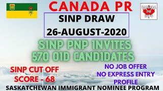 SINP PNP Holds Largest Draw  Cut off Score Reduces by 1 Point Again SINP Draw 26 August 2020  OID