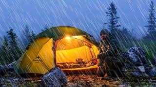 Camping In Thunder Storm And Heavy Rain