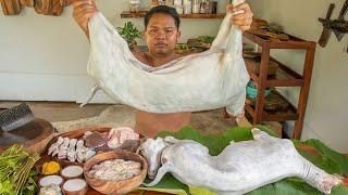 Wow Cooking Whole Goat Eating Delicious In My Village