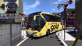 Touring bus driving through extreme tight streets of japan  #ets2  Logitech G29 Setup