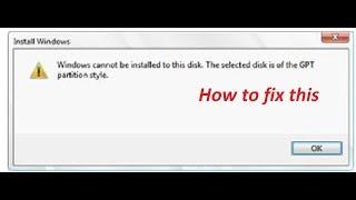 Windows cannot be installed to this disk The selected is of GPT partition  GPT to MBR