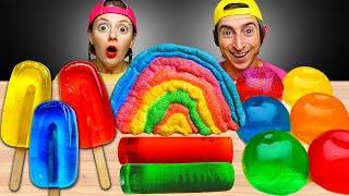 ASMR MUKBANG Rainbow Desserts king beggar Meringue Jelly noodles Push pop Crepe cake MUKACHU