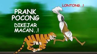 Prank Pocong Lucu Lagi lagi Gagal Total Dikejar Macan - Kartun Hantu