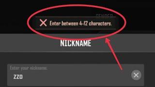 PUBG NEW STATE Fix Enter between 4-12 characters Nickname Problem Solve  not Create Nikename issue