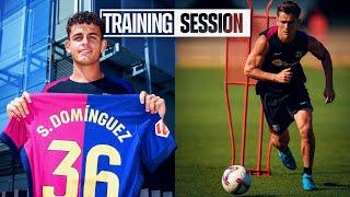 GAVIs IMPRESSIVE PROGRESS & SERGI DOMÍNGUEZs thoughts on his DEBUT  FC Barcelona training 