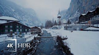 Lauterbrunnen Switzerland ️ Winter Walking Tour in the Snow HDR