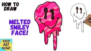 How to Draw a Melted Smiley Face - Step by Step