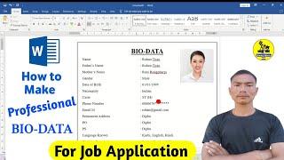 How to Create Bio-Data in Microsoft Word  Bio-Data Kosonsi Selam Nangpo  How to make Resume