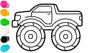 Belajar menggambar truk monster Cara menggambar truk monster yang indah untuk anak-anak dan balita.