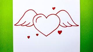 Çok Kolay Kanatlı Kalp Çizimi Kalp Resmi Nasıl Çizilir Basit Çizim Fikirleri Winget Heart Drawing