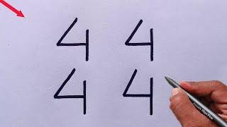 How to draw OX from number 4444  Easy  OX drawing for beginners  OX drawing tutorial