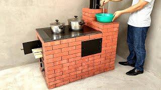 Creative ideas  How to build a wood stove and hot water system