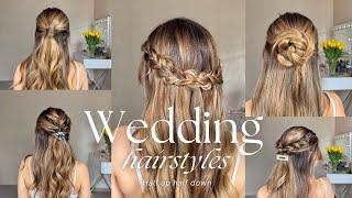 EASY WEDDING HALF UP HALF DOWN HAIRSTYLES FOR BEGINNERS for short medium and long hair