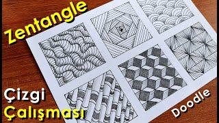 6 HARİKA 3D DESEN ÇİZİMİ  ZENTANGLE ART - DOODLE ART  DOKU ÇİZGİ ÇALIŞMASI NASIL YAPILIR?