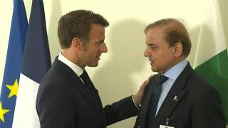 French President Emmanuel Macron meets Pakistani PM Shehbaz Sharif in New York  AFP
