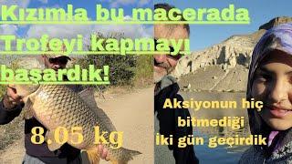 Baba kız balıktayız bu avda trofe yi yakaladık #carpfishing #sazanavi #familycamping #bigfish