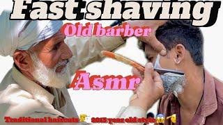 Asmr fast hair cutting scissors ️ and Shaving cream with barber is old part147