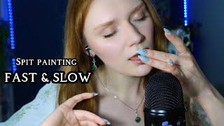 ASMR spit painting slow and fast mouth sounds