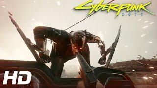 CyberPunk 2077 Cyborg Car And Bike Chase Fight Cutscene - Takemura Saves V  Playing For Time