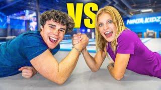 Girls vs Boys Strength & Gymnastics Challenge ft. The Ninja Fam