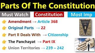 Parts Of The Indian Constitution  Polity Gk  भारतीय संविधान के भाग  Indian Constitution 