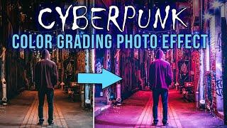 Photoshop CC How to Create a CYBERPUNK Color Grading Photo Effect.