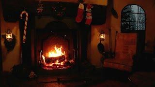 Magical Christmas Fireplace with Crackling Fire and Snow Storm Sounds
