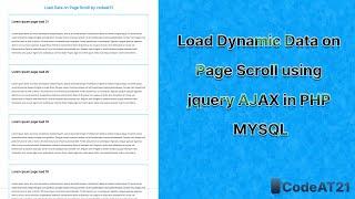 Load Dynamic Data on Page Scroll using jquery AJAX in PHP MYSQL