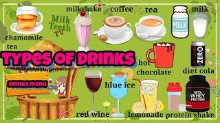 Types of Drinks  Types of Beverages  Drinks vocabulary ESL  Hot and Cold Drinks