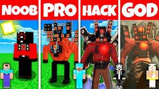 Minecraft Battle NOOB vs PRO vs HACKER vs GOD UPGRADED SPEAKER TITAN BASE HOUSE BUILD  Animation