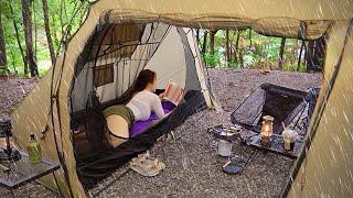 Solo camping in heavy rain - sudden heavy rain tent  relaxing  ASMR