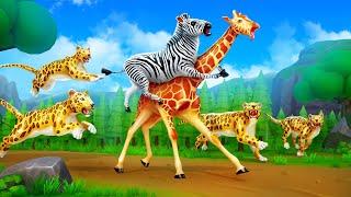 Crazy Giraffe vs Wild Cheetah  Animal Fights Cartoon Comedy  Comical Encounter 3D Animation