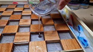 The Best Projects Floating Chess of Oak and Epoxy Resin with LED