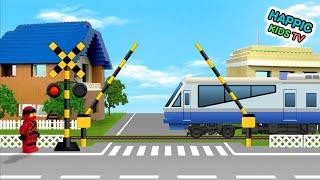 【踏切アニメ】踏切の建設 ～線路を安全にわたる～　新幹線  電車  はたらく車  Train & Railroad Crossing Toys for Kids 