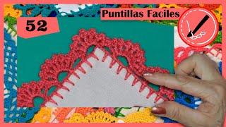 ORILLA TEJIDA FACIL A CROCHETPUNTILLA PARA SERVILLETA O MATEL NUMERO 52