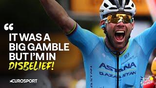 EMOTIONAL Mark Cavendish REACTS after BREAKING Tour de France record for stage wins ️