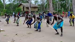 The dancers of Western Province PNG dancing to one of the many traditional songs of the Province