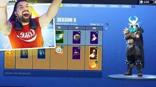 Fortnite SEASON 5 ALL BATTLE PASS REWARDS UNLOCKED Tier 100