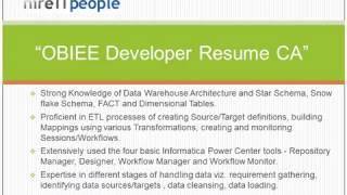 OBIEE Developer Resume CA