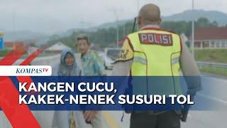 Kangen Cucu Kakek-Nenek Ini Nekat Jalan Kaki Susuri Tol Cisumdawudi Jawa Barat