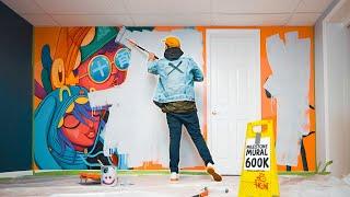 I Re-Paint the SAME WALL every 100k Subs House Mural