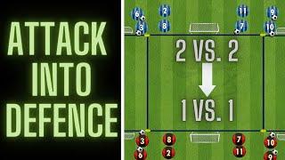 Attack Into Defense Transition  2 vs 2 into 1 vs 1  FootballSoccer