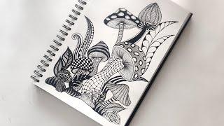 Zentangle art  Zentangle patterns  mushroom zentangles