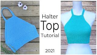 EASY Crochet HALTER Top Tutorial  How to Crochet Crop Top