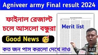 Agniveer Army Final Result Out 2024  Agniveer Army Final Merit List 2024  #agniveerarmyresult2024