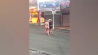 British girls completely naked after wild night out