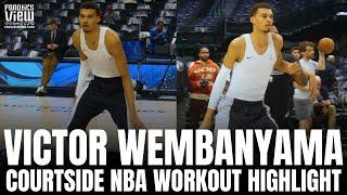 Victor Wembanyama INSANE 7′ 4″ Frame from Courtside View in 3-Pointers Post-Up & Court Workout